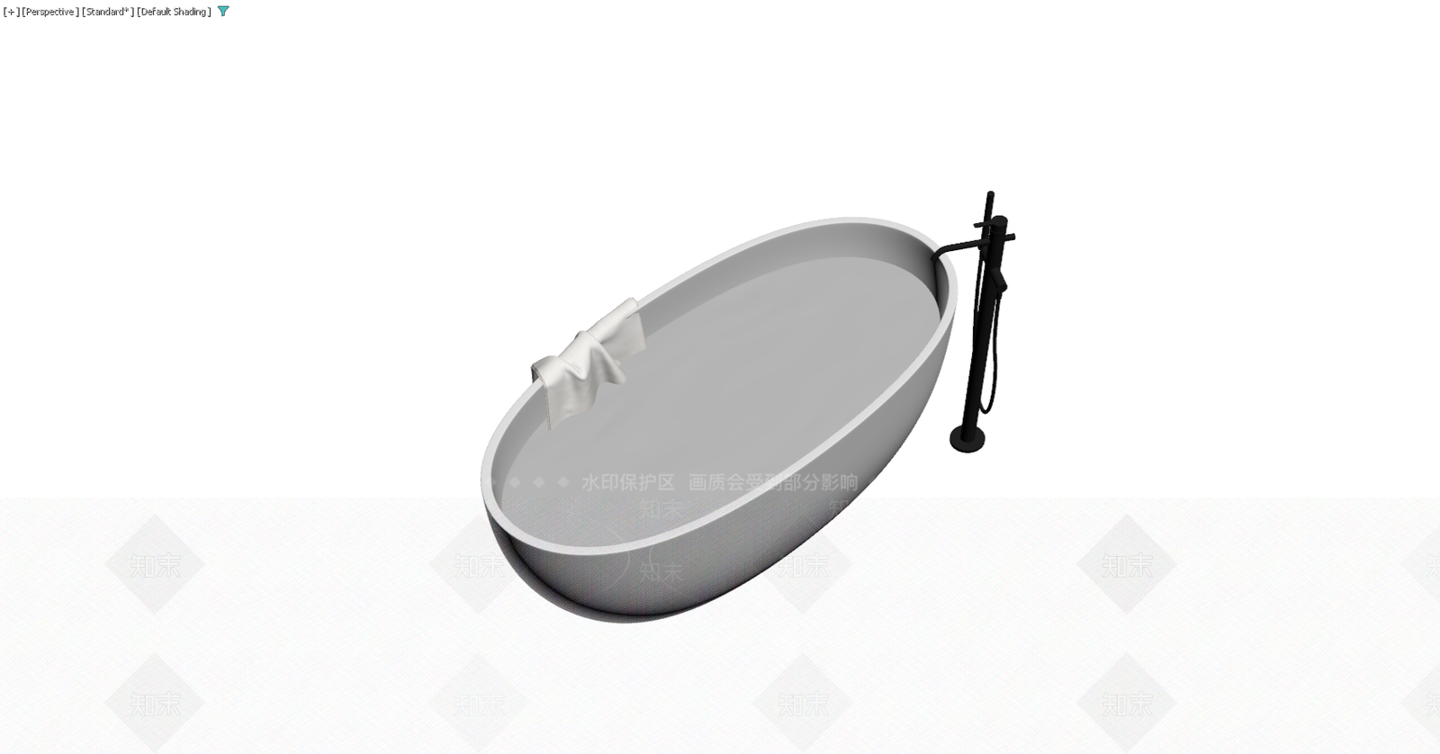 独立浴缸配龙头毛巾3D模型下载【ID:1229590797】