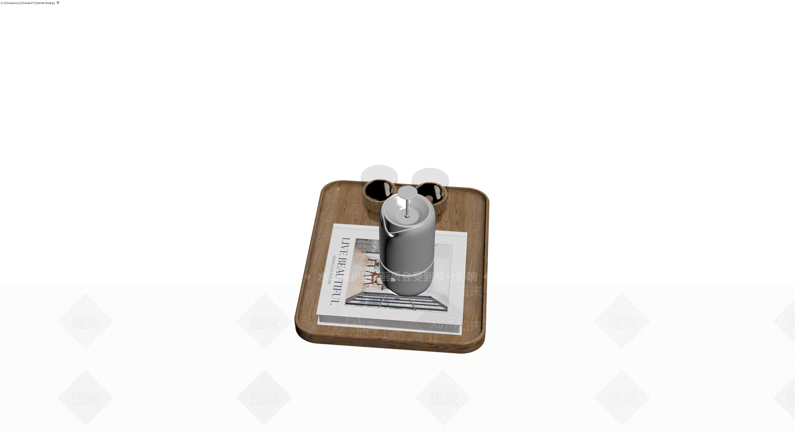 咖啡壶与托盘组合3D模型下载【ID:1230384093】