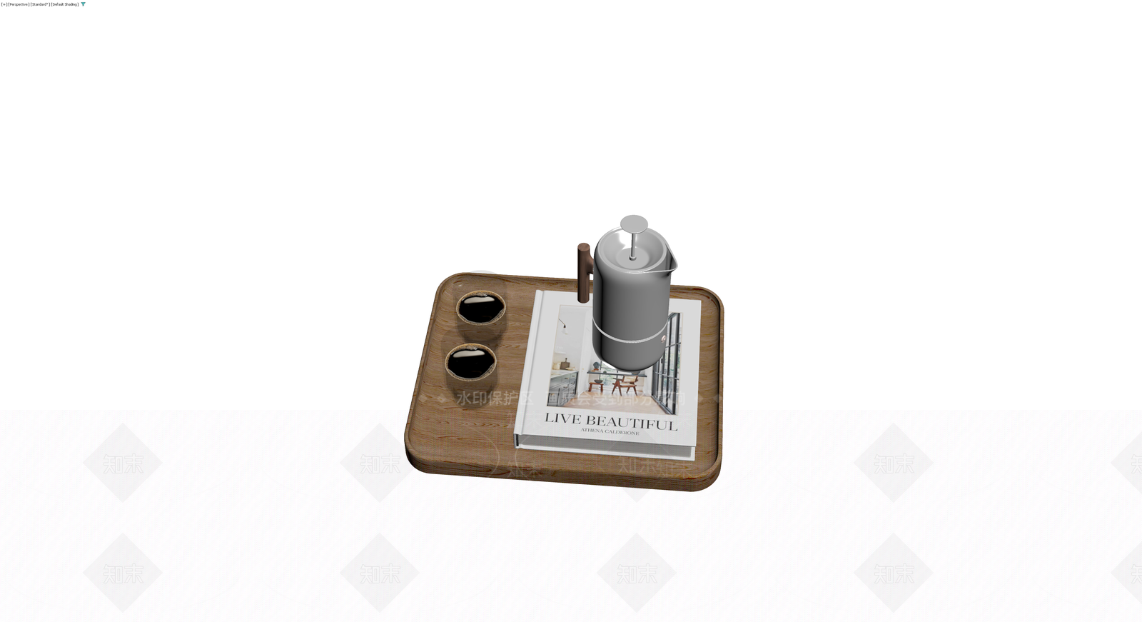 咖啡壶与托盘组合3D模型下载【ID:1230384093】