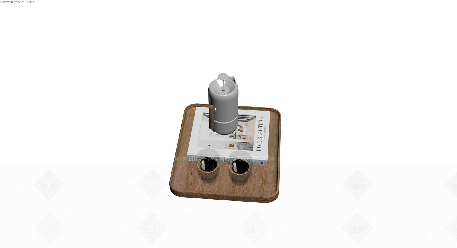 咖啡壶与托盘组合3D模型下载【ID:1230384093】