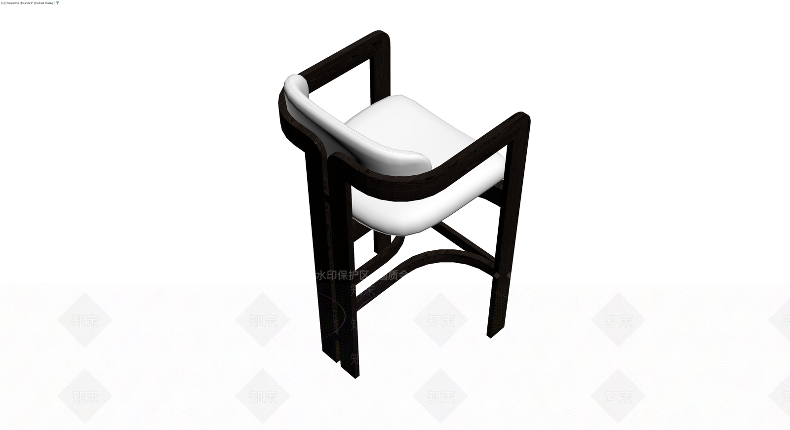 深色木质白垫扶手椅3D模型下载【ID:1230583142】