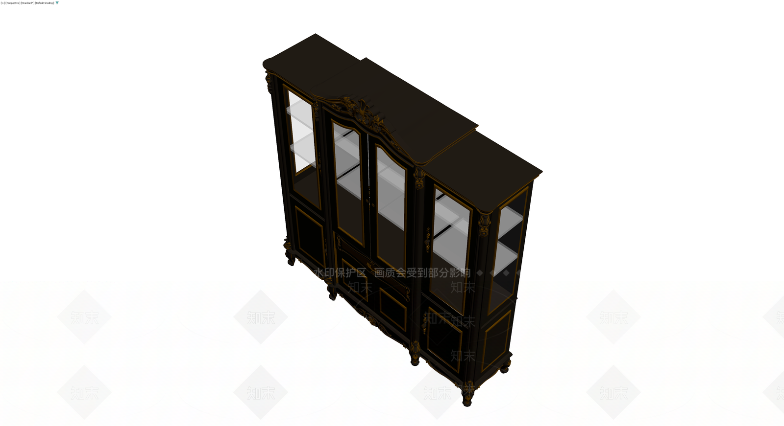 黑色古典雕花展示柜3D模型下载【ID:1230605356】