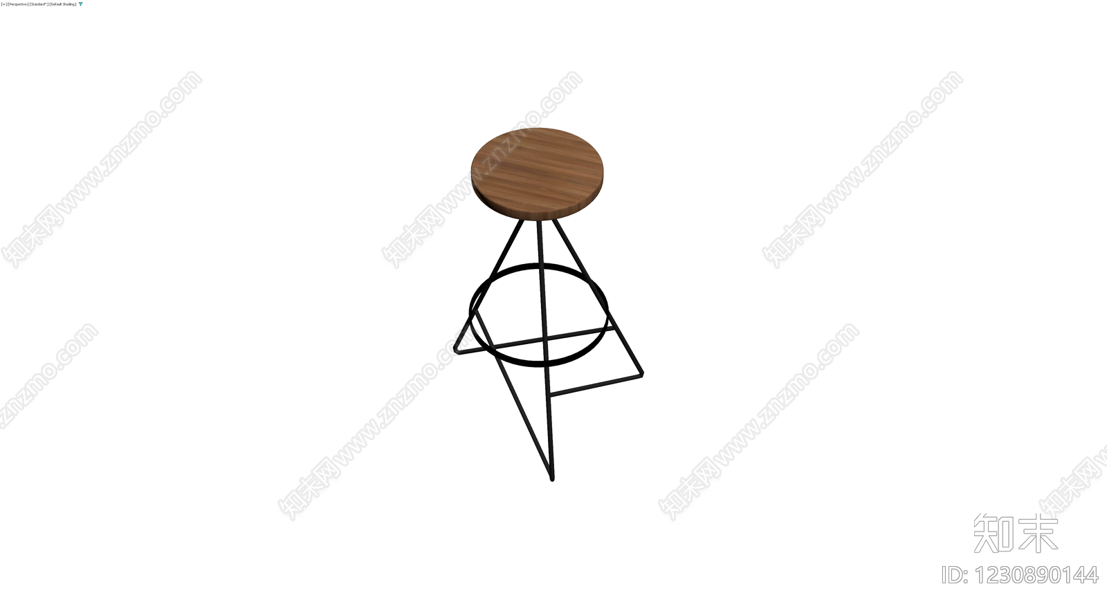 木面黑色金属高脚凳3D模型下载【ID:1230890144】