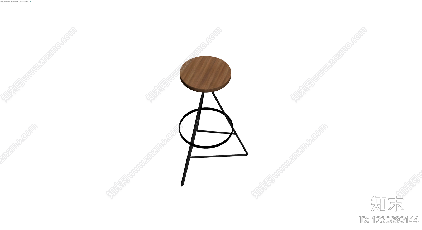 木面黑色金属高脚凳3D模型下载【ID:1230890144】