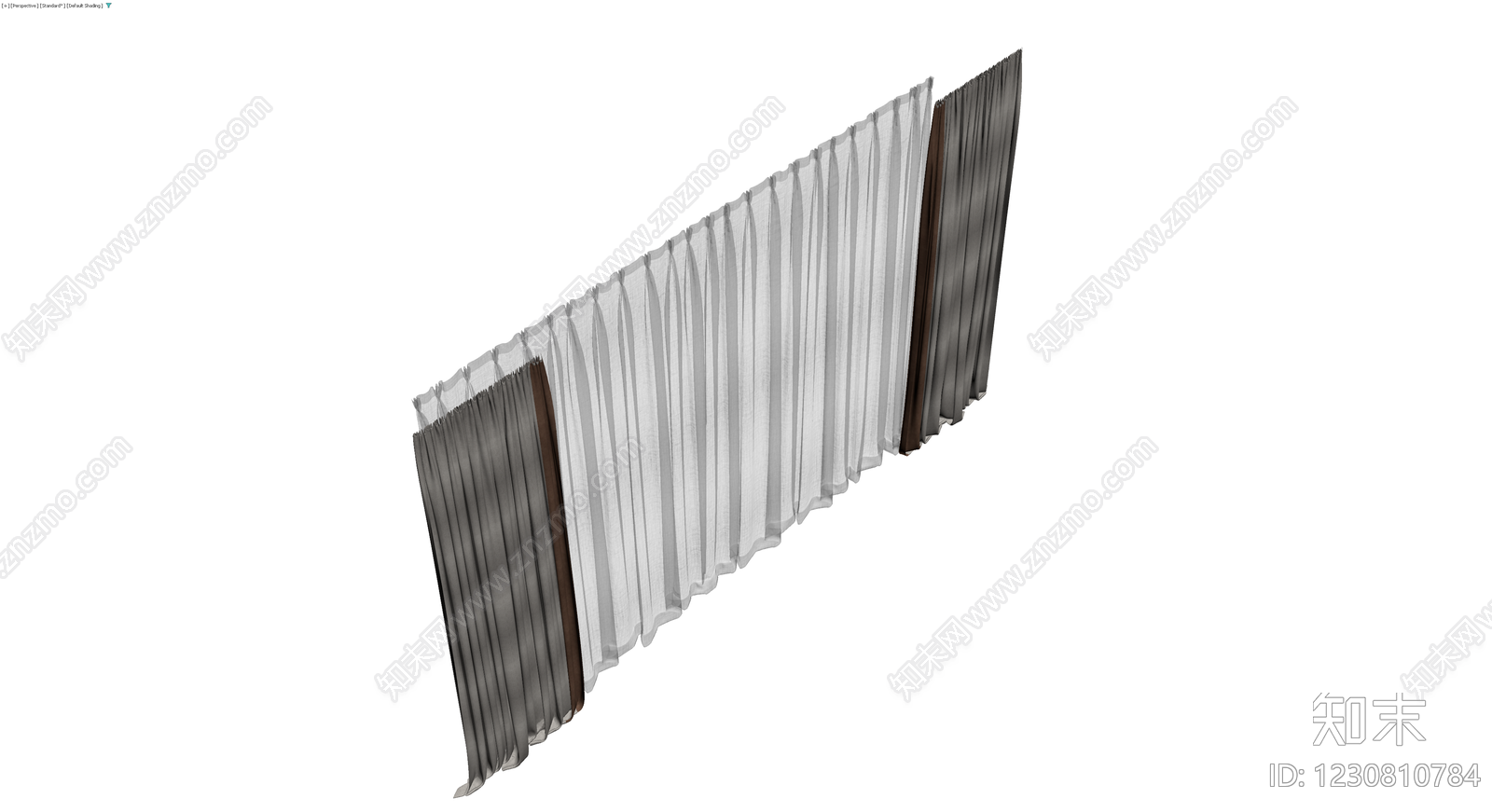 双层布艺窗帘组合3D模型下载【ID:1230810784】