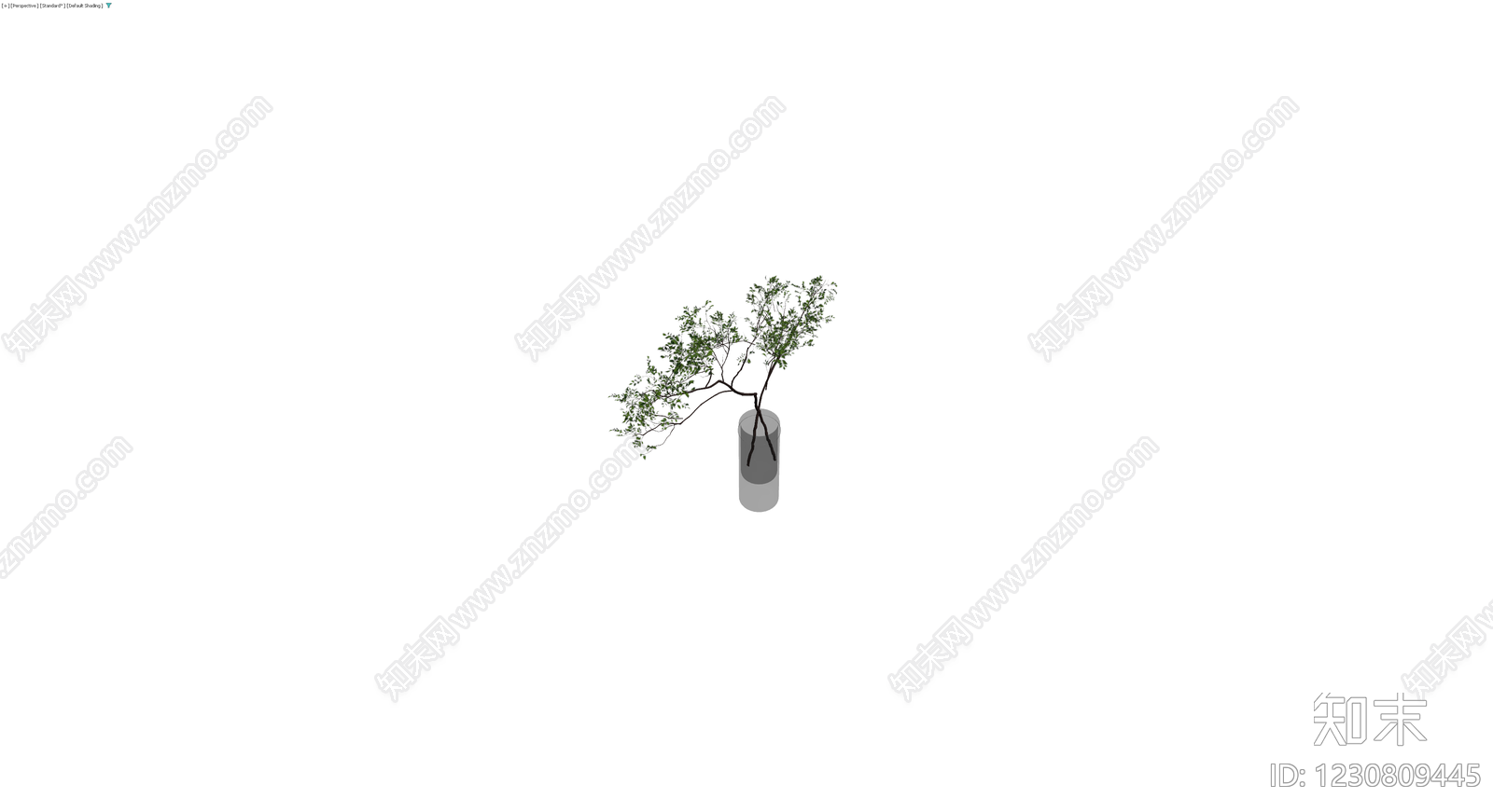 灰色花瓶配绿植盆栽3D模型下载【ID:1230809445】