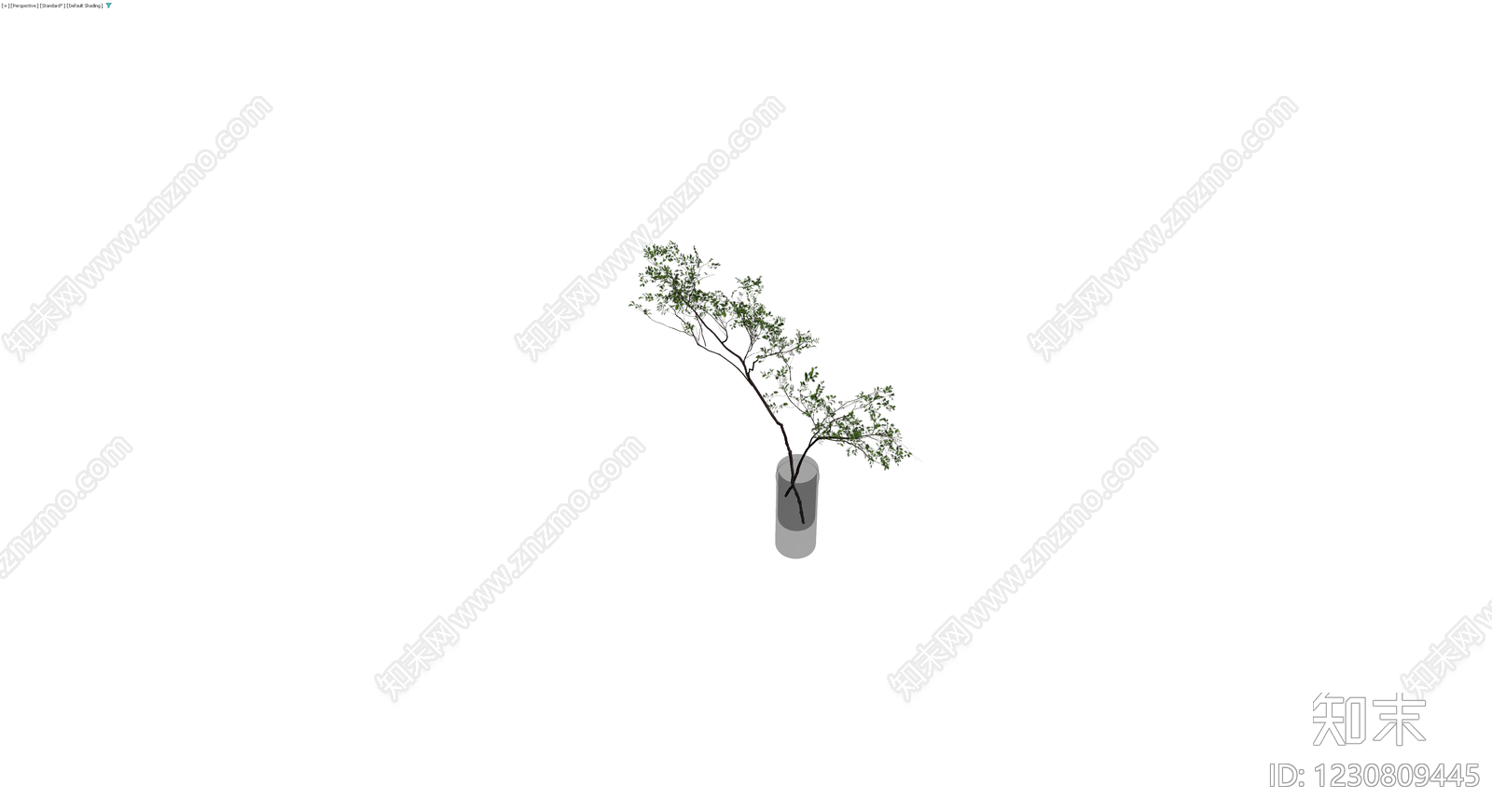灰色花瓶配绿植盆栽3D模型下载【ID:1230809445】