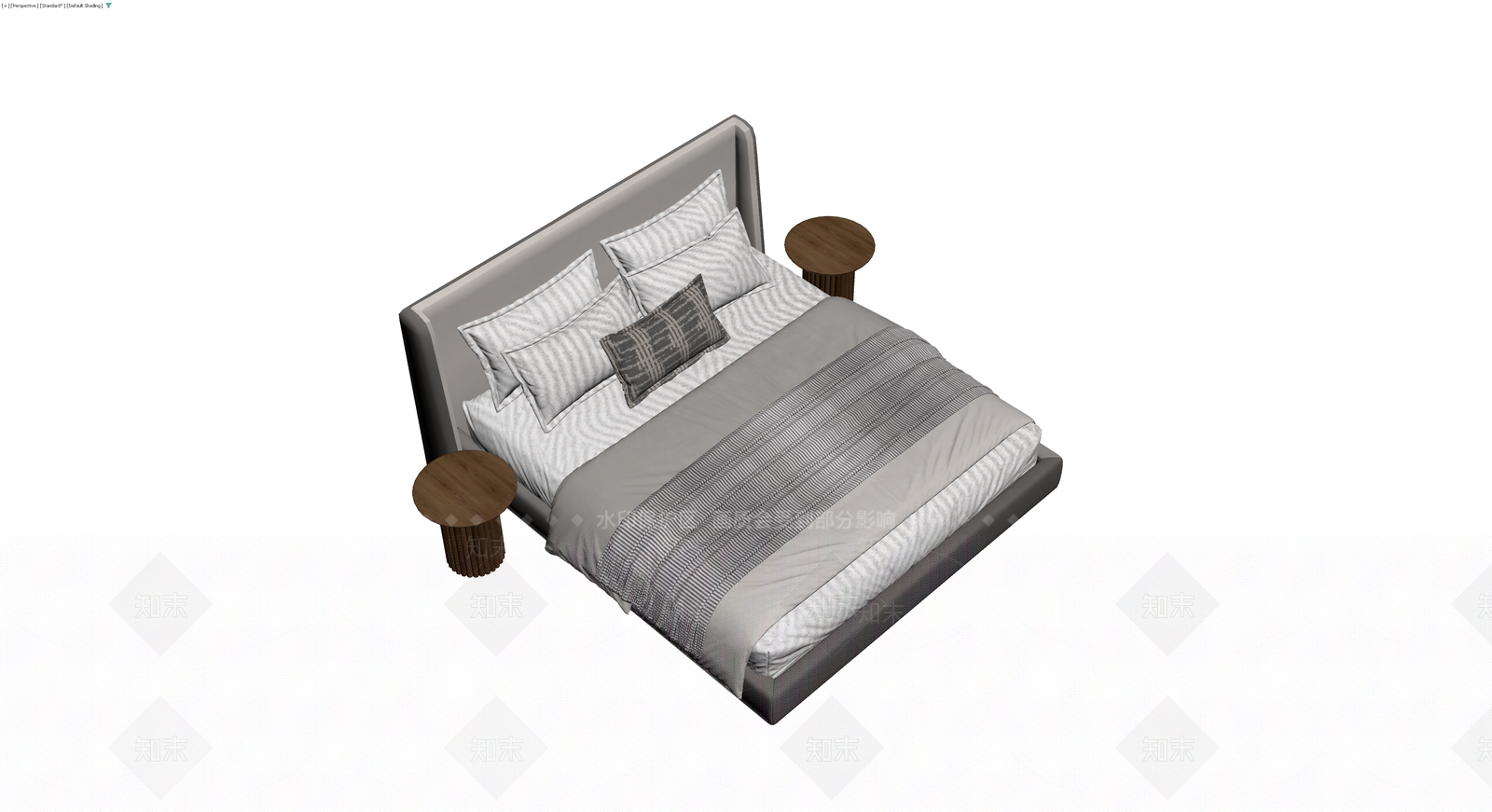 双人床配床头柜组合3D模型下载【ID:1229653870】