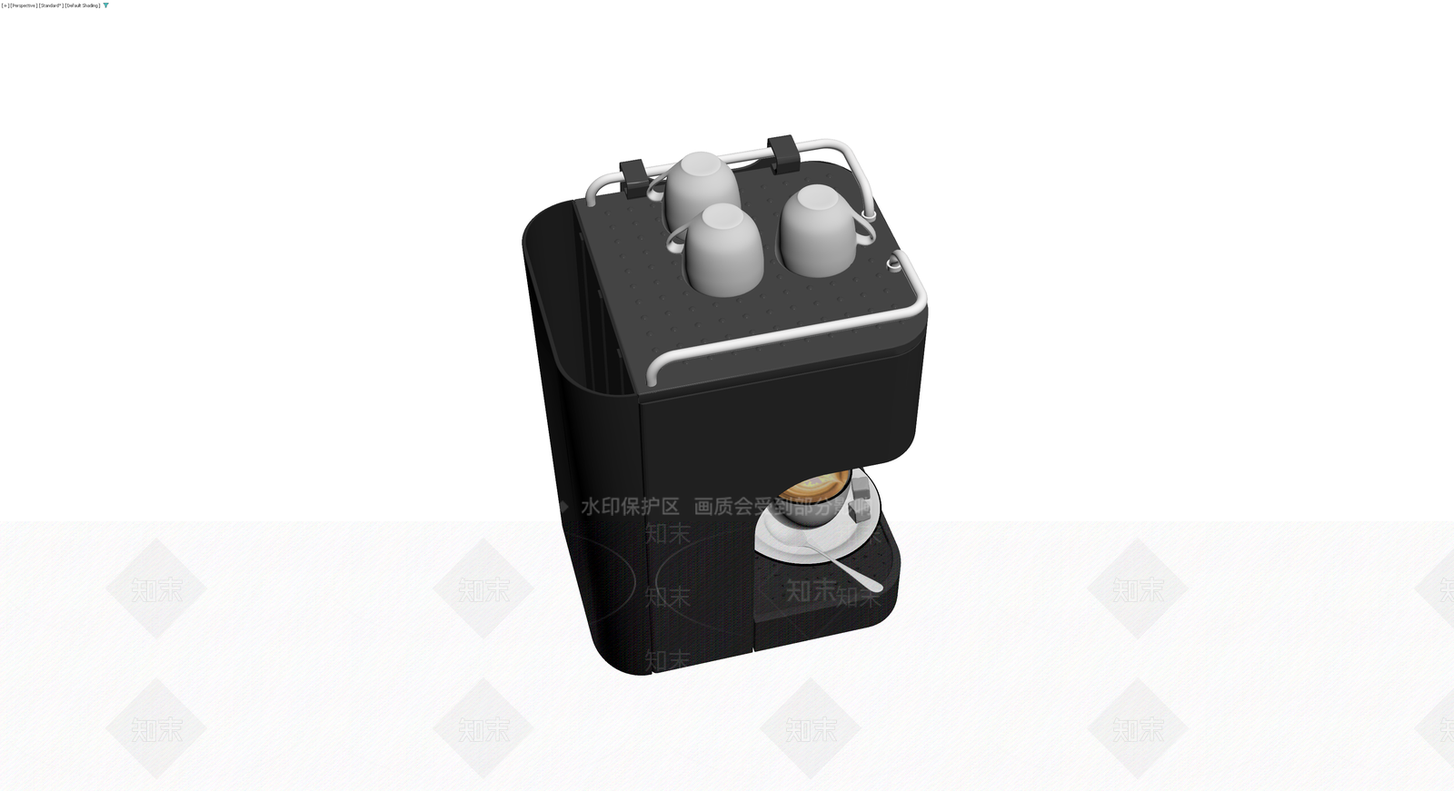 黑色咖啡机带杯具3D模型下载【ID:1229927582】