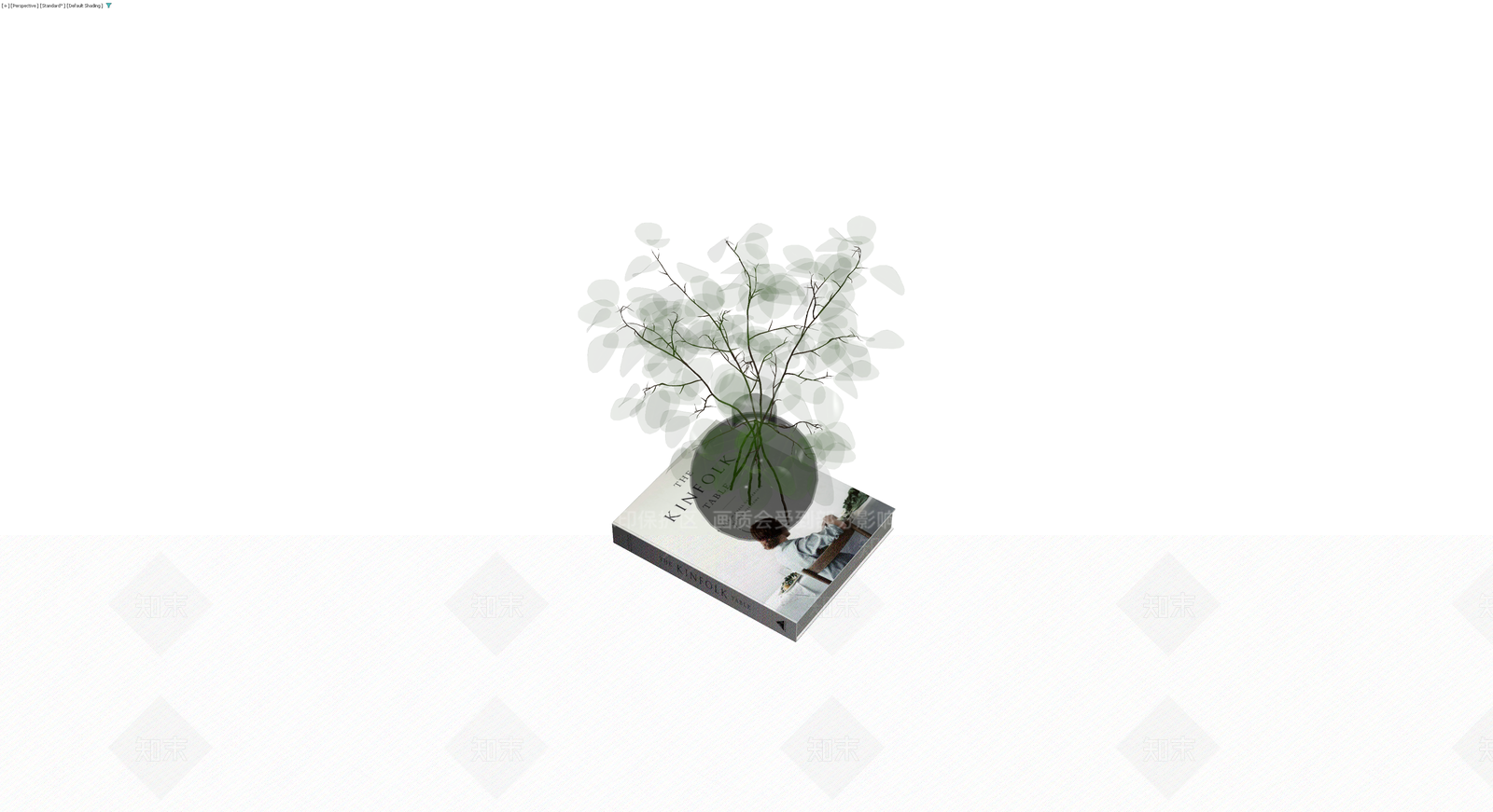 书籍花瓶植物组合3D模型下载【ID:1230399625】