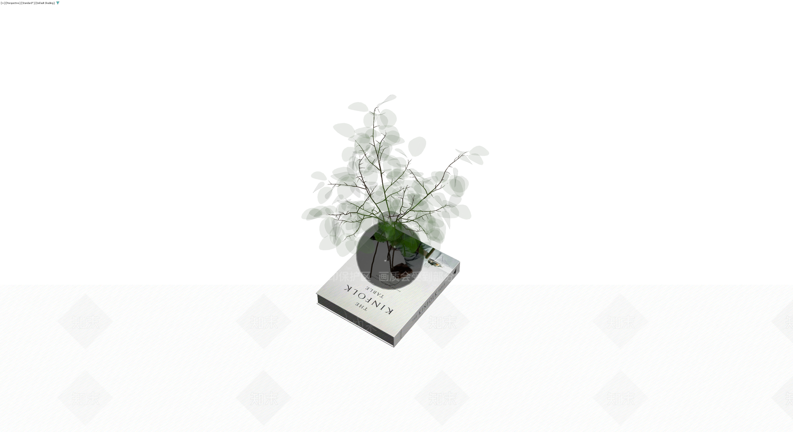 书籍花瓶植物组合3D模型下载【ID:1230399625】