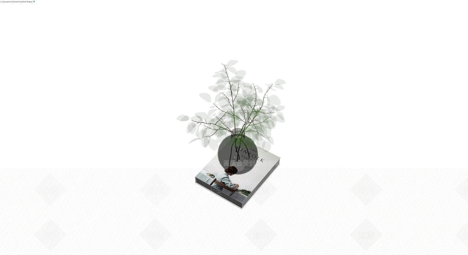 书籍花瓶植物组合3D模型下载【ID:1230399625】