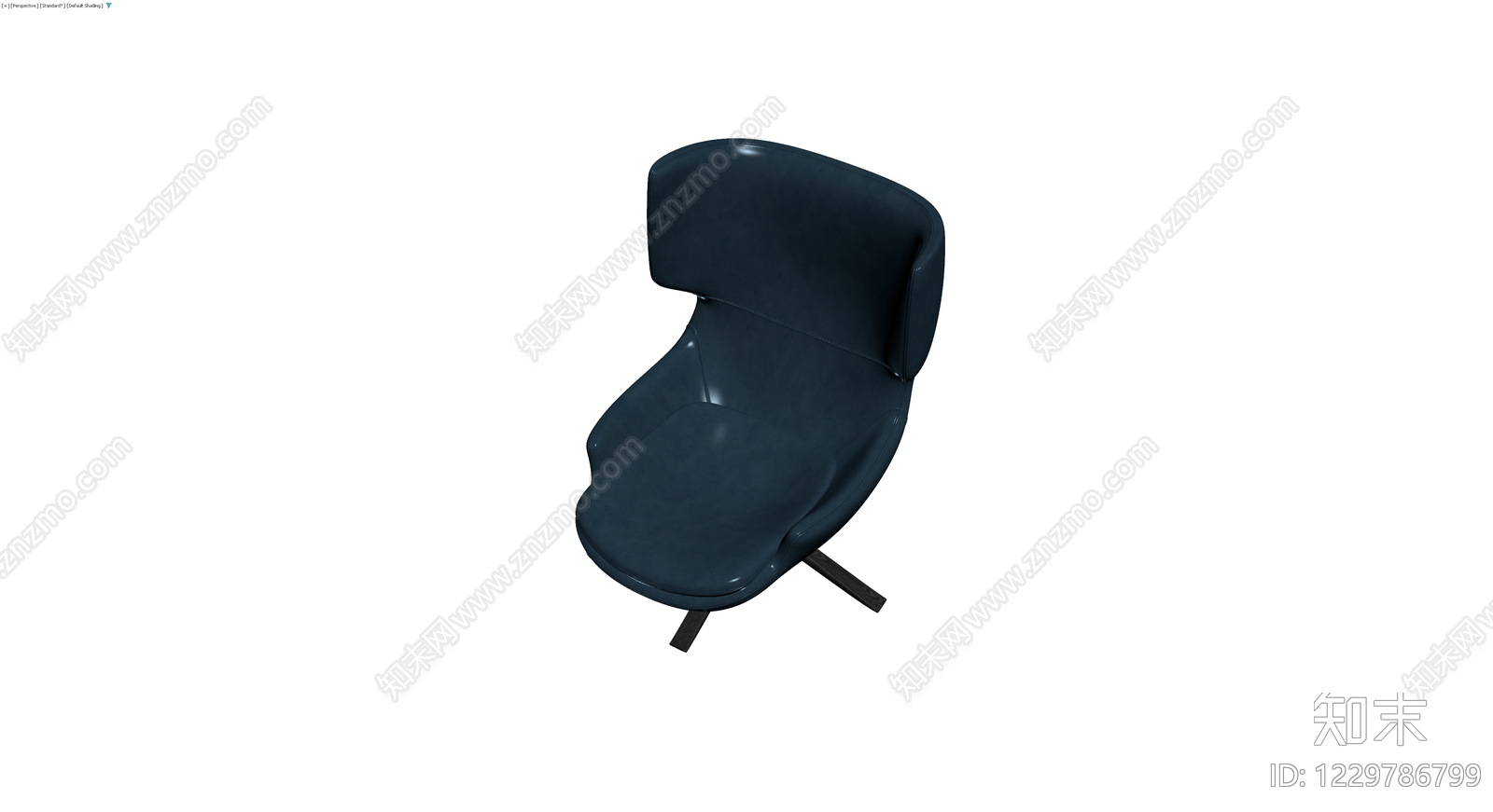 深蓝色皮革休闲椅3D模型下载【ID:1229786799】