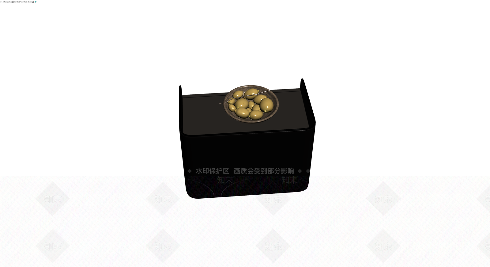黑色床头柜配果盘3D模型下载【ID:1230566655】
