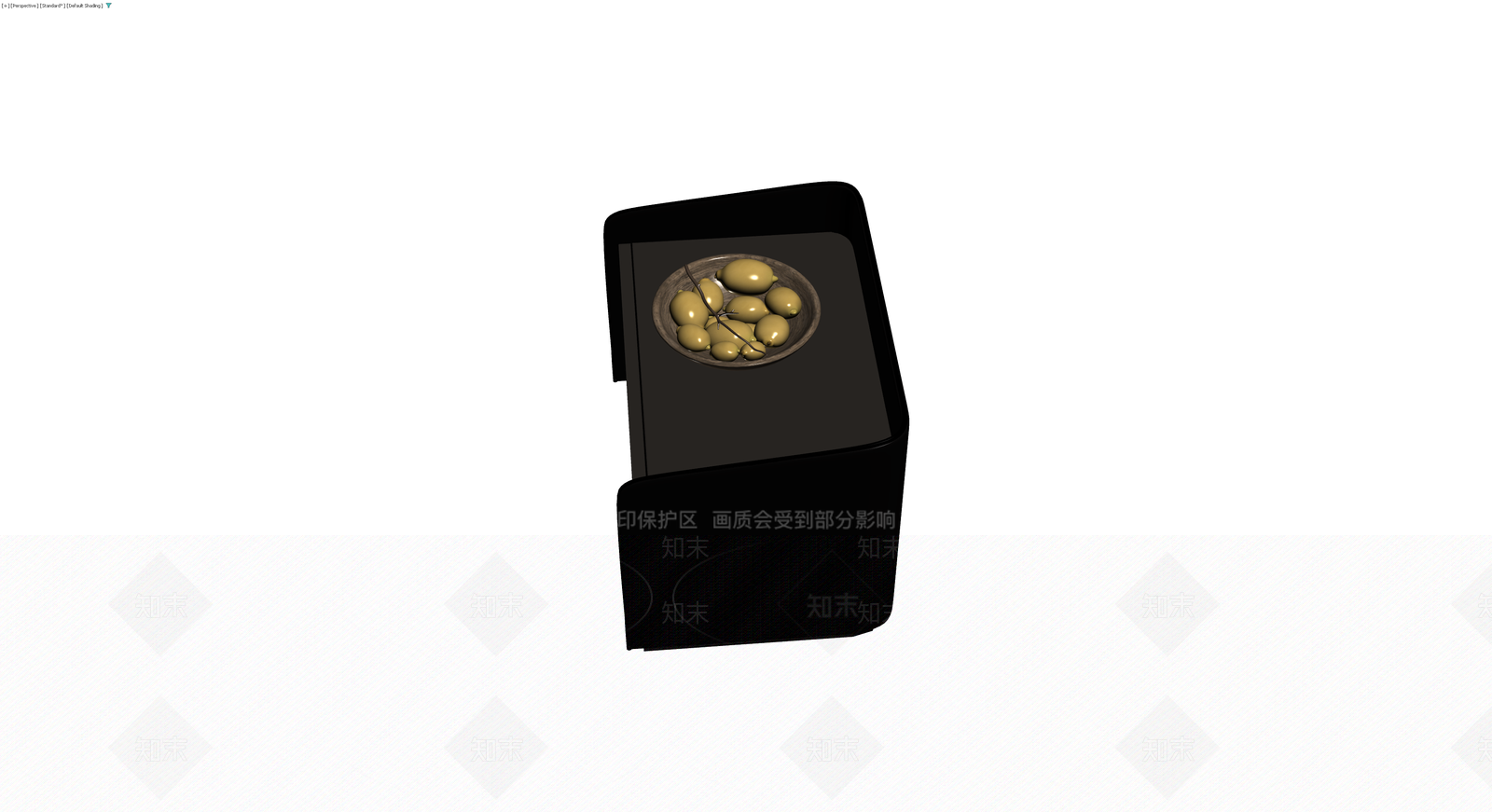 黑色床头柜配果盘3D模型下载【ID:1230566655】