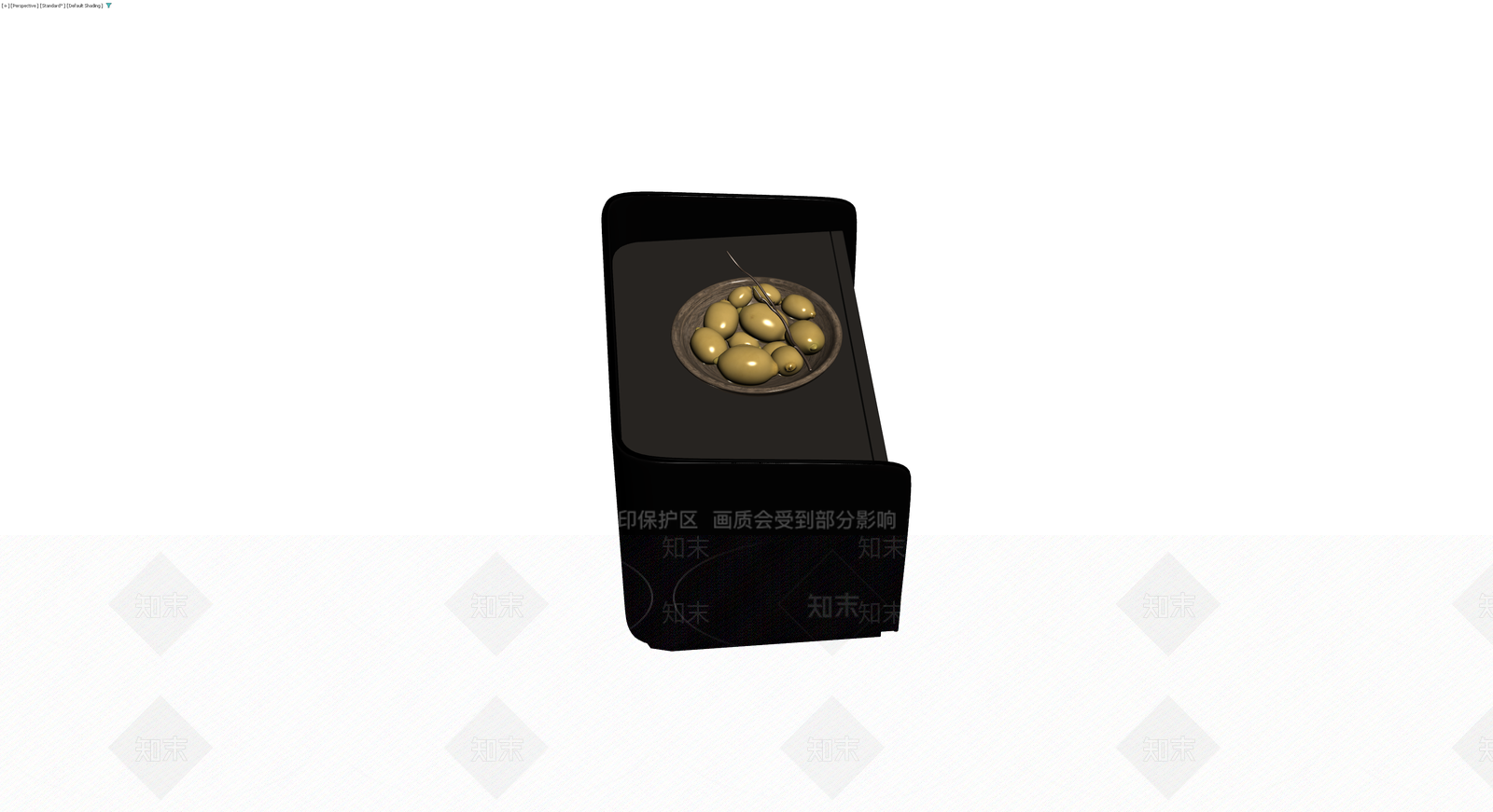 黑色床头柜配果盘3D模型下载【ID:1230566655】