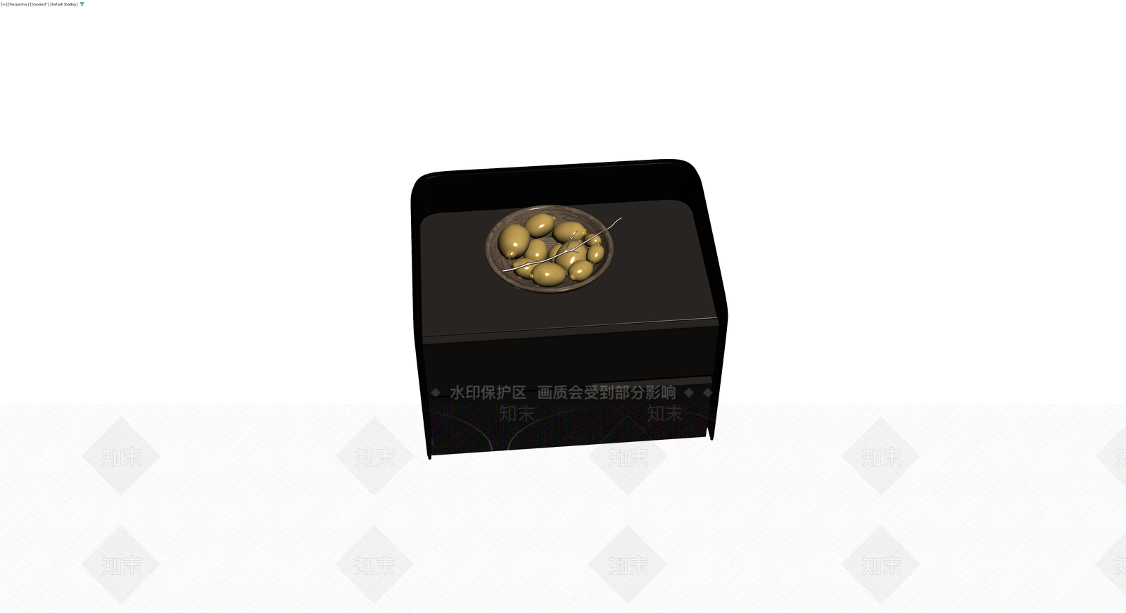 黑色床头柜配果盘3D模型下载【ID:1230566655】