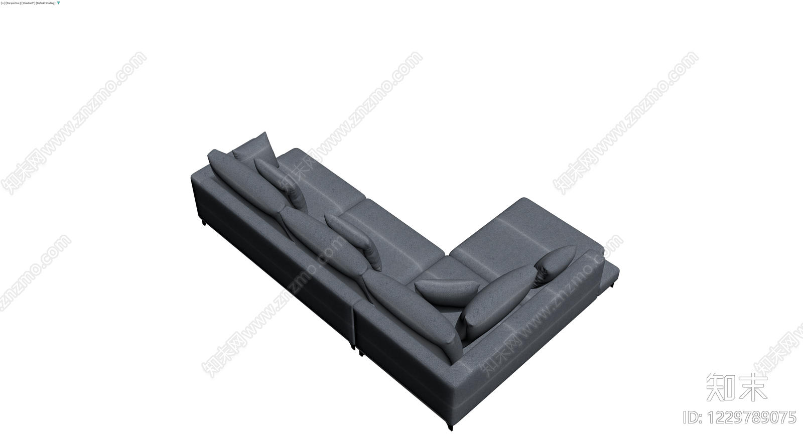 灰色布艺L型沙发3D模型下载【ID:1229789075】