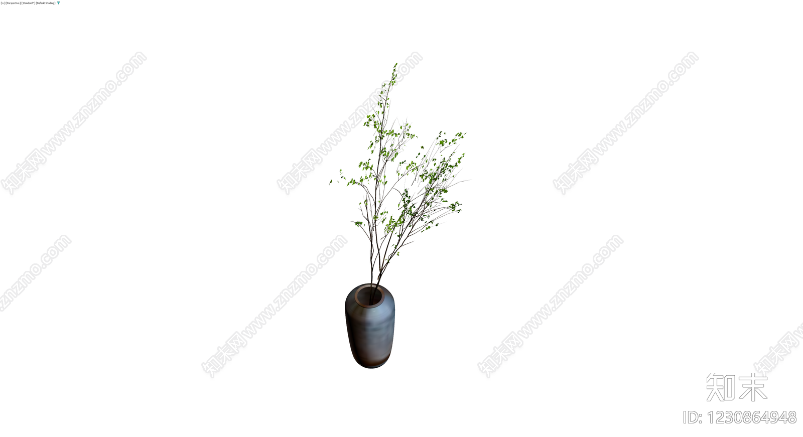 深色花瓶配绿植3D模型下载【ID:1230864948】