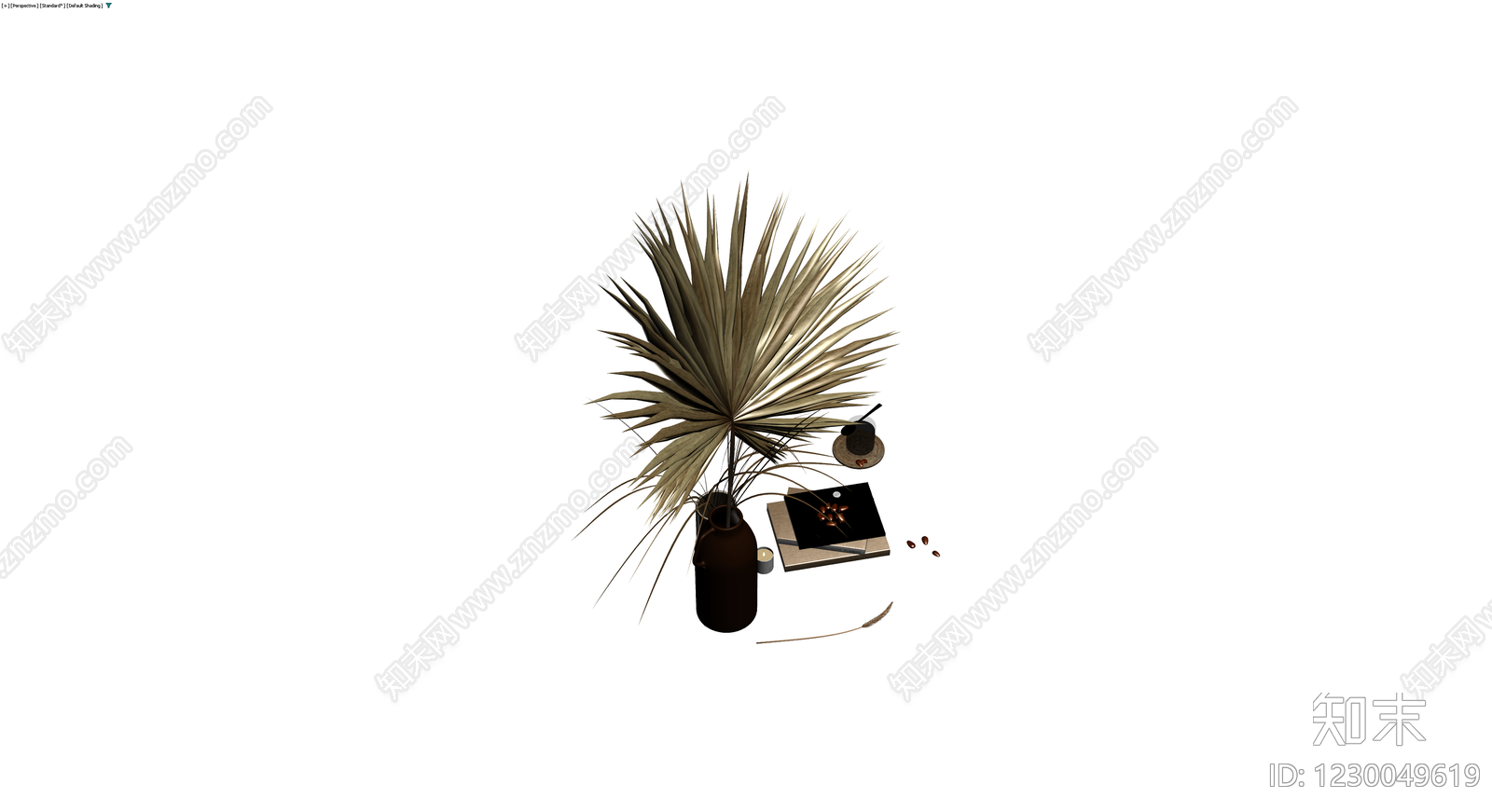 棕榈叶植物组合摆件3D模型下载【ID:1230049619】