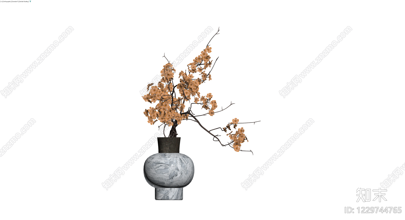 大理石花瓶配干花3D模型下载【ID:1229744765】