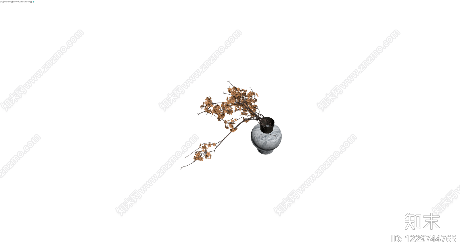 大理石花瓶配干花3D模型下载【ID:1229744765】