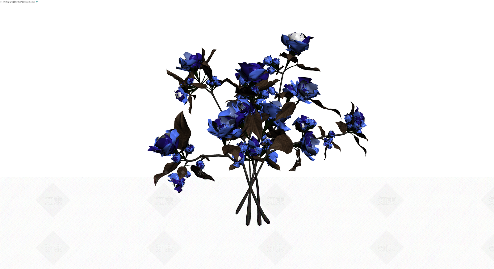 蓝色玫瑰花束组合3D模型下载【ID:1229877256】