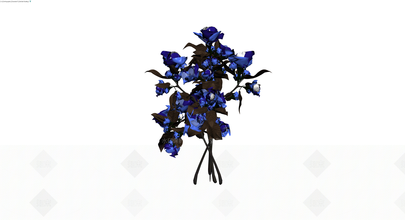 蓝色玫瑰花束组合3D模型下载【ID:1229877256】