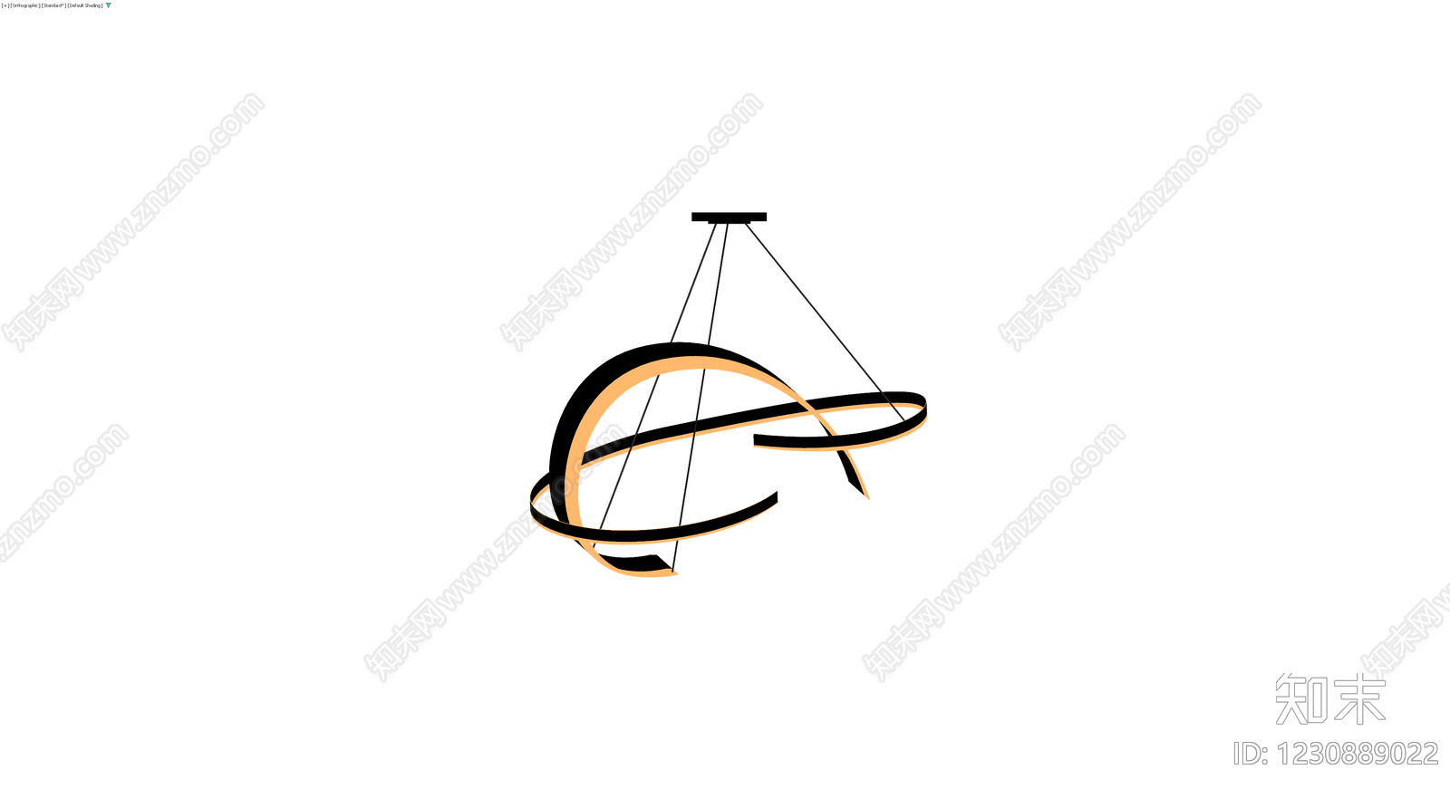 黑白橙配色艺术吊灯3D模型下载【ID:1230889022】
