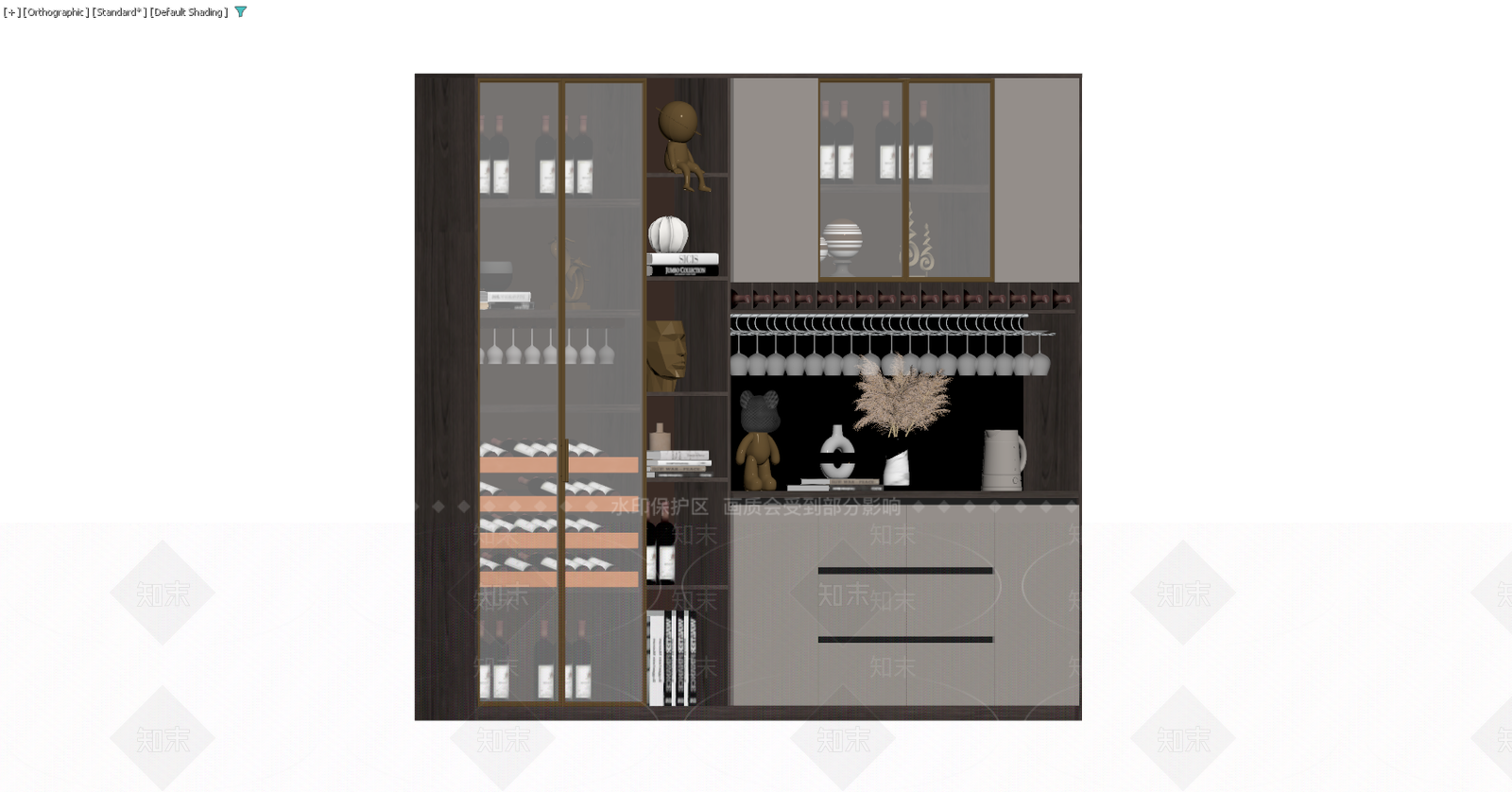 现代深色玻璃展示柜3D模型下载【ID:1229591655】