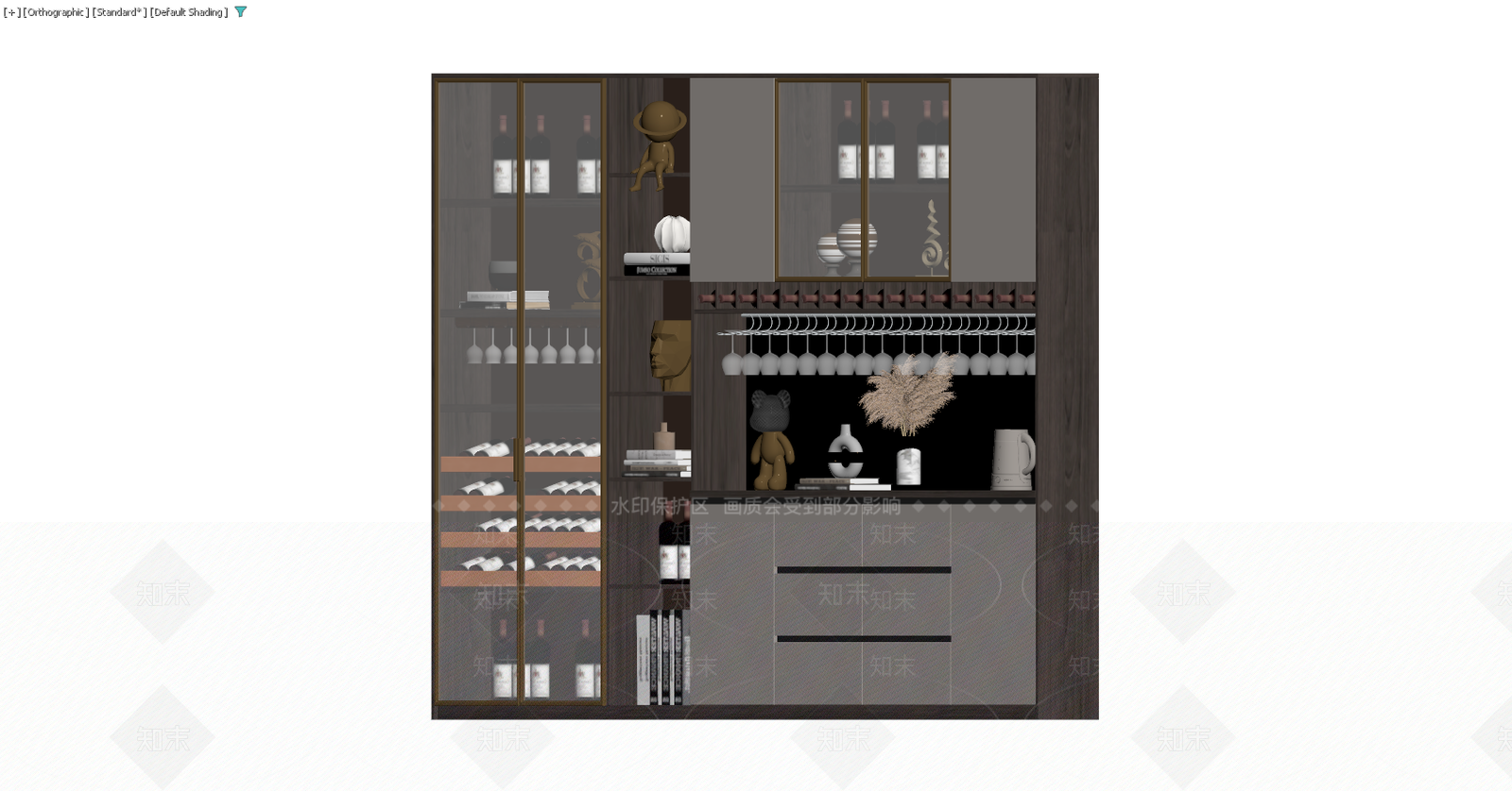 现代深色玻璃展示柜3D模型下载【ID:1229591655】