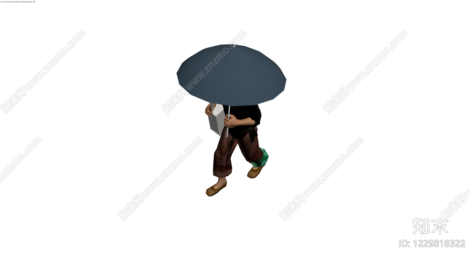 持伞提箱人物模型3D模型下载【ID:1229818322】
