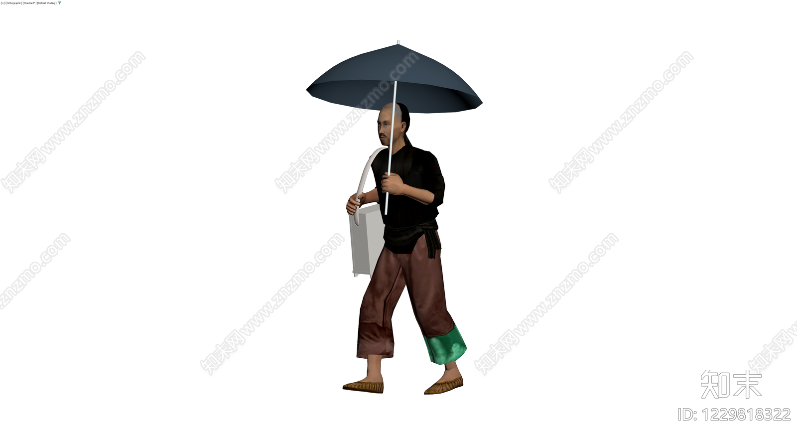 持伞提箱人物模型3D模型下载【ID:1229818322】