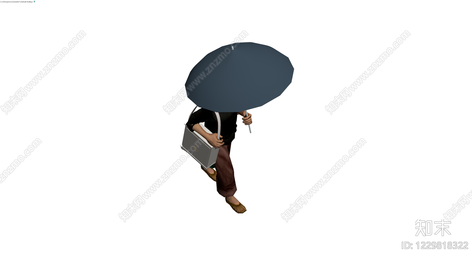持伞提箱人物模型3D模型下载【ID:1229818322】