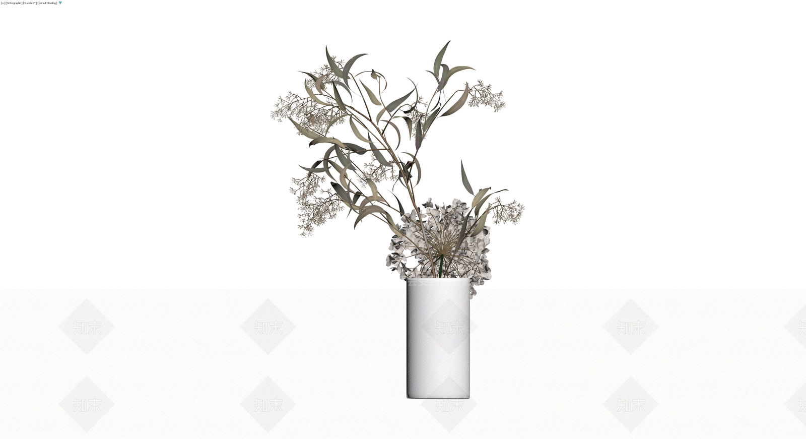 灰模花艺盆栽组合3D模型下载【ID:1229990351】