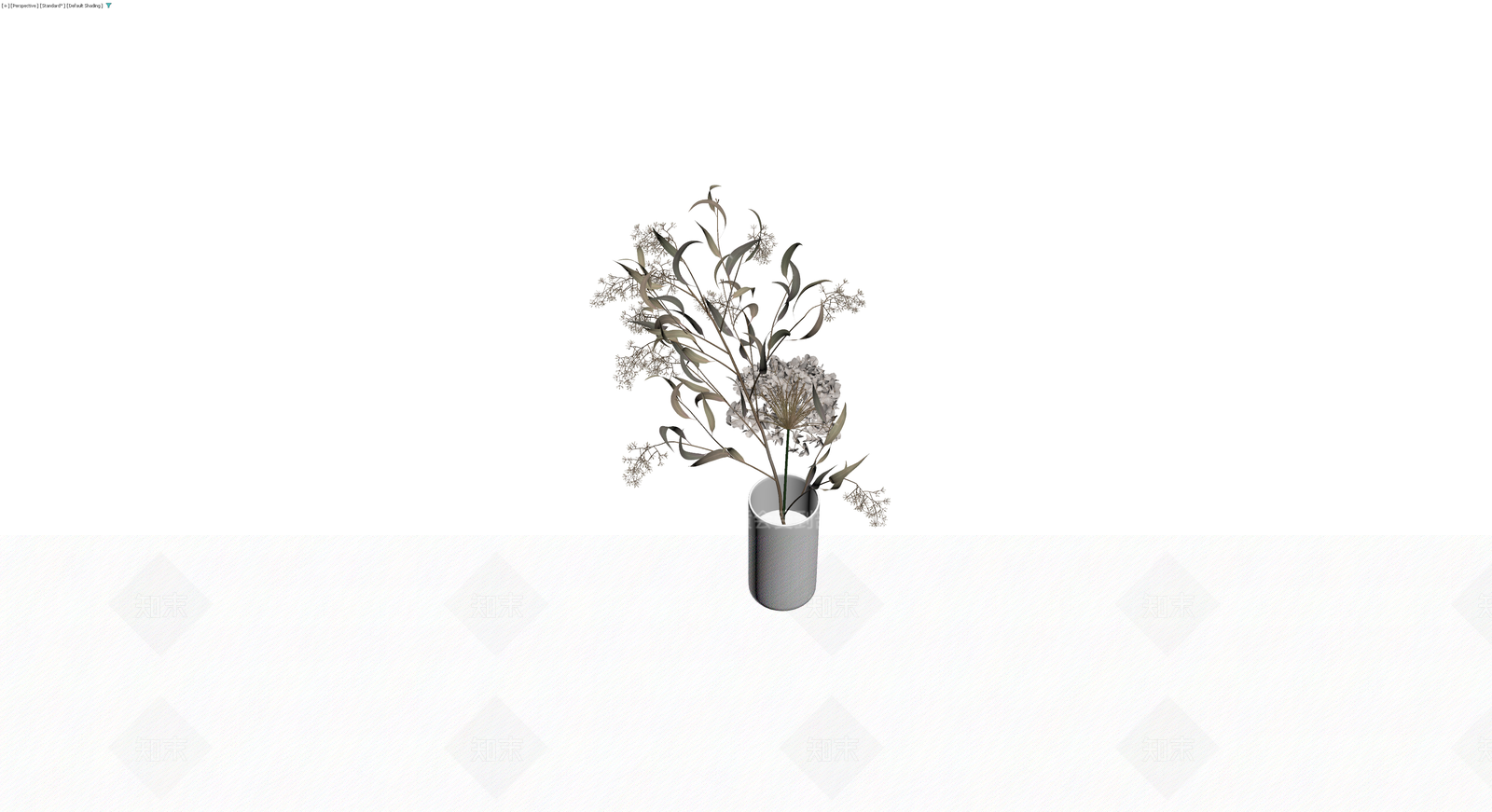 灰模花艺盆栽组合3D模型下载【ID:1229990351】