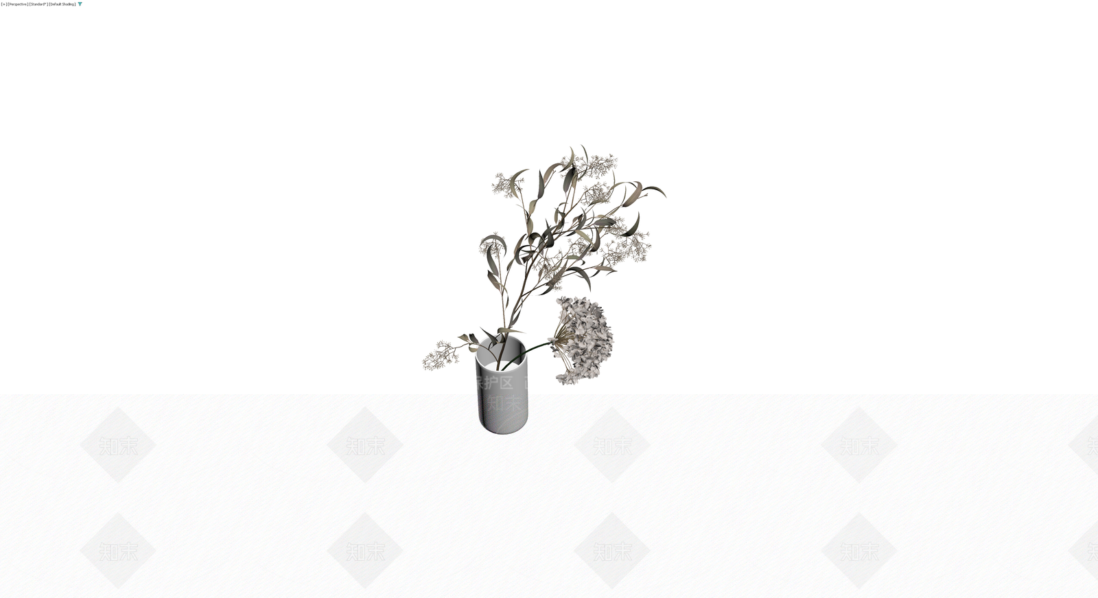 灰模花艺盆栽组合3D模型下载【ID:1229990351】