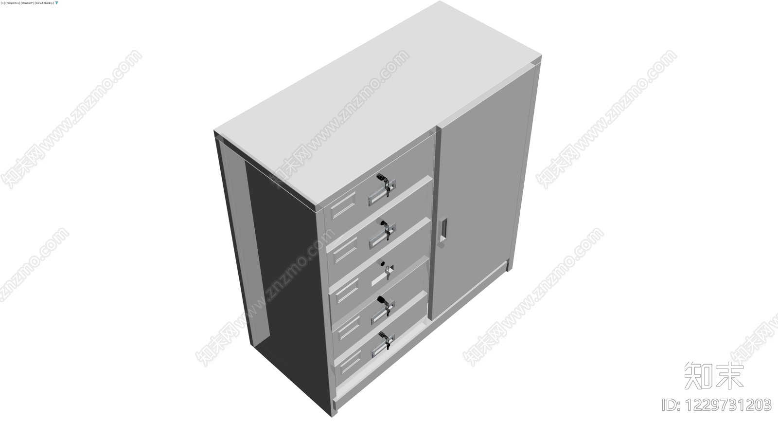 五斗柜带门办公柜3D模型下载【ID:1229731203】