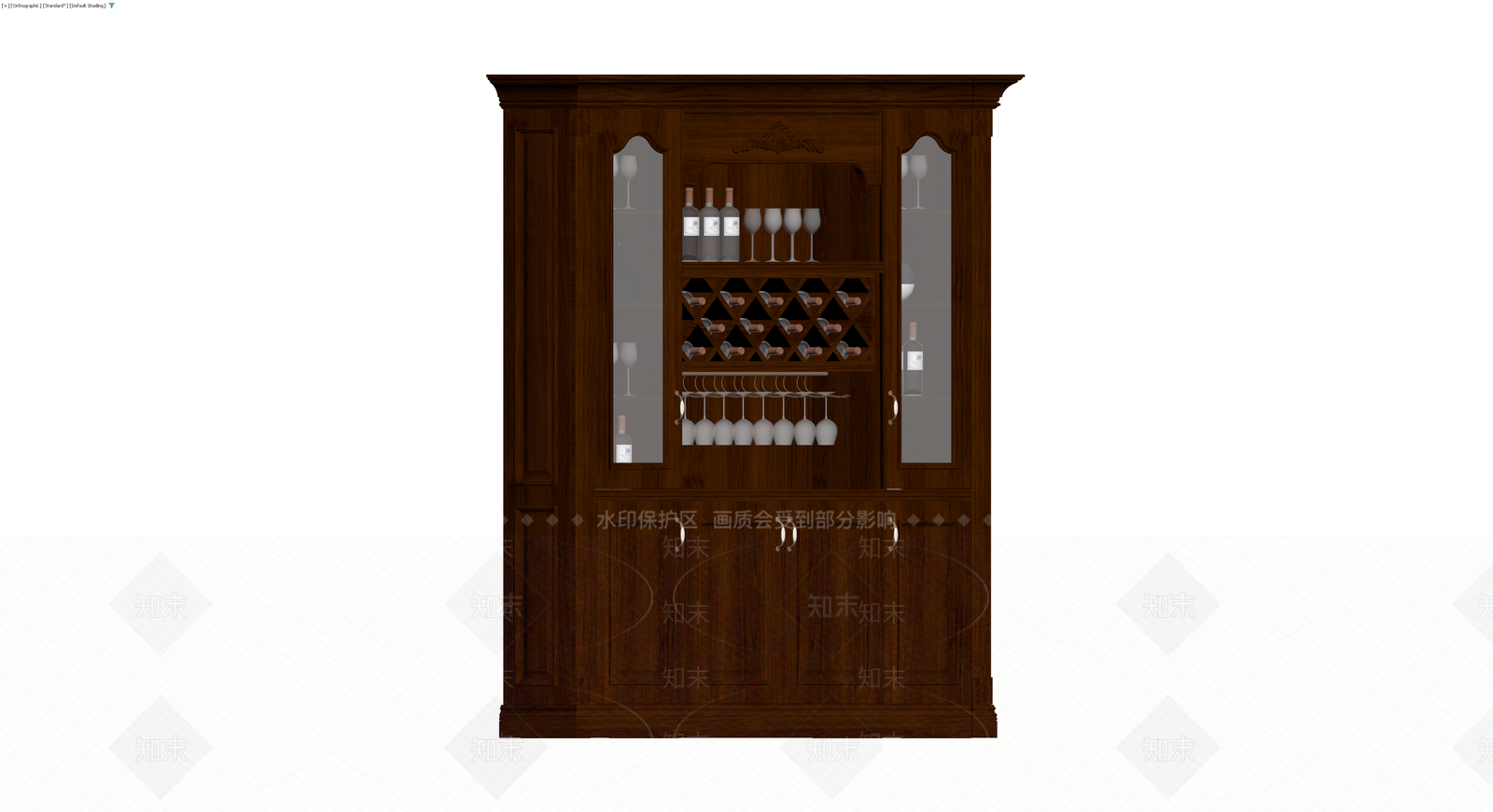 深色实木酒柜3D模型下载【ID:1230743428】
