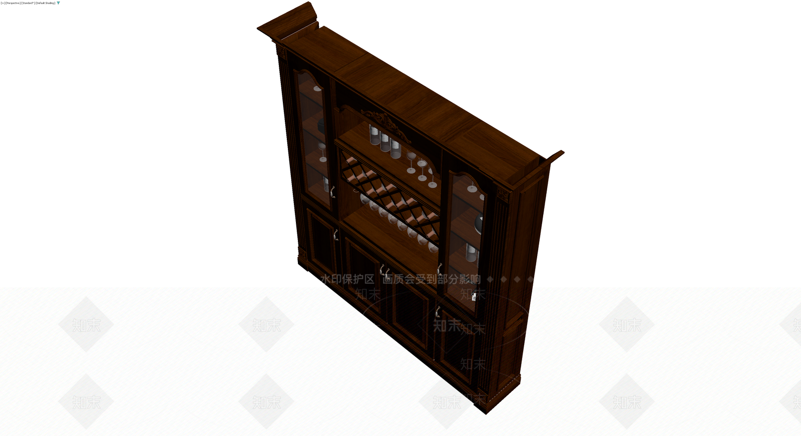 深色实木酒柜3D模型下载【ID:1230743428】