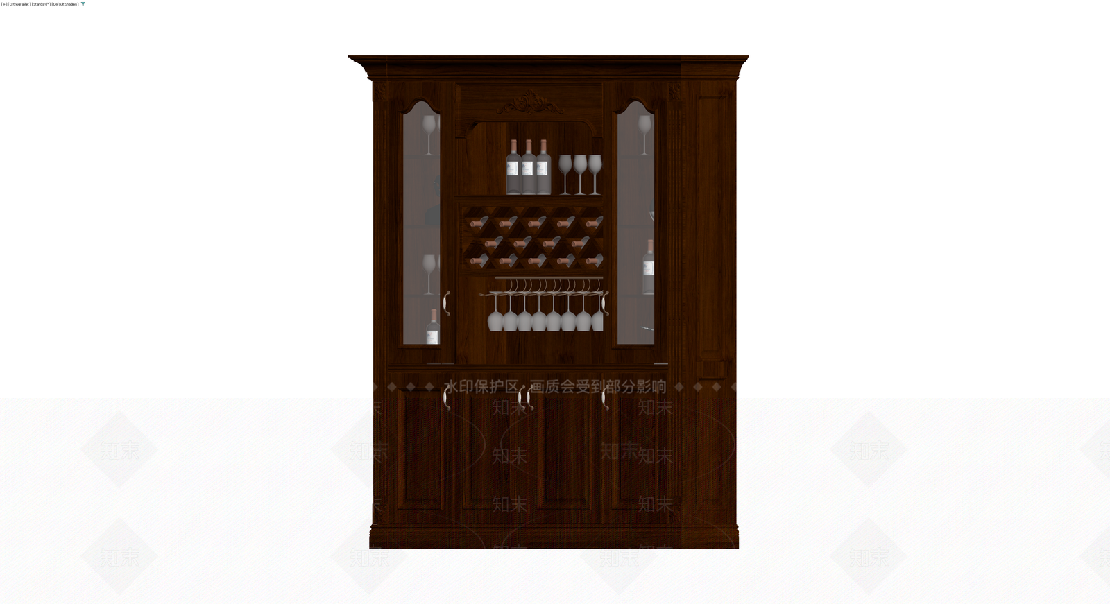 深色实木酒柜3D模型下载【ID:1230743428】