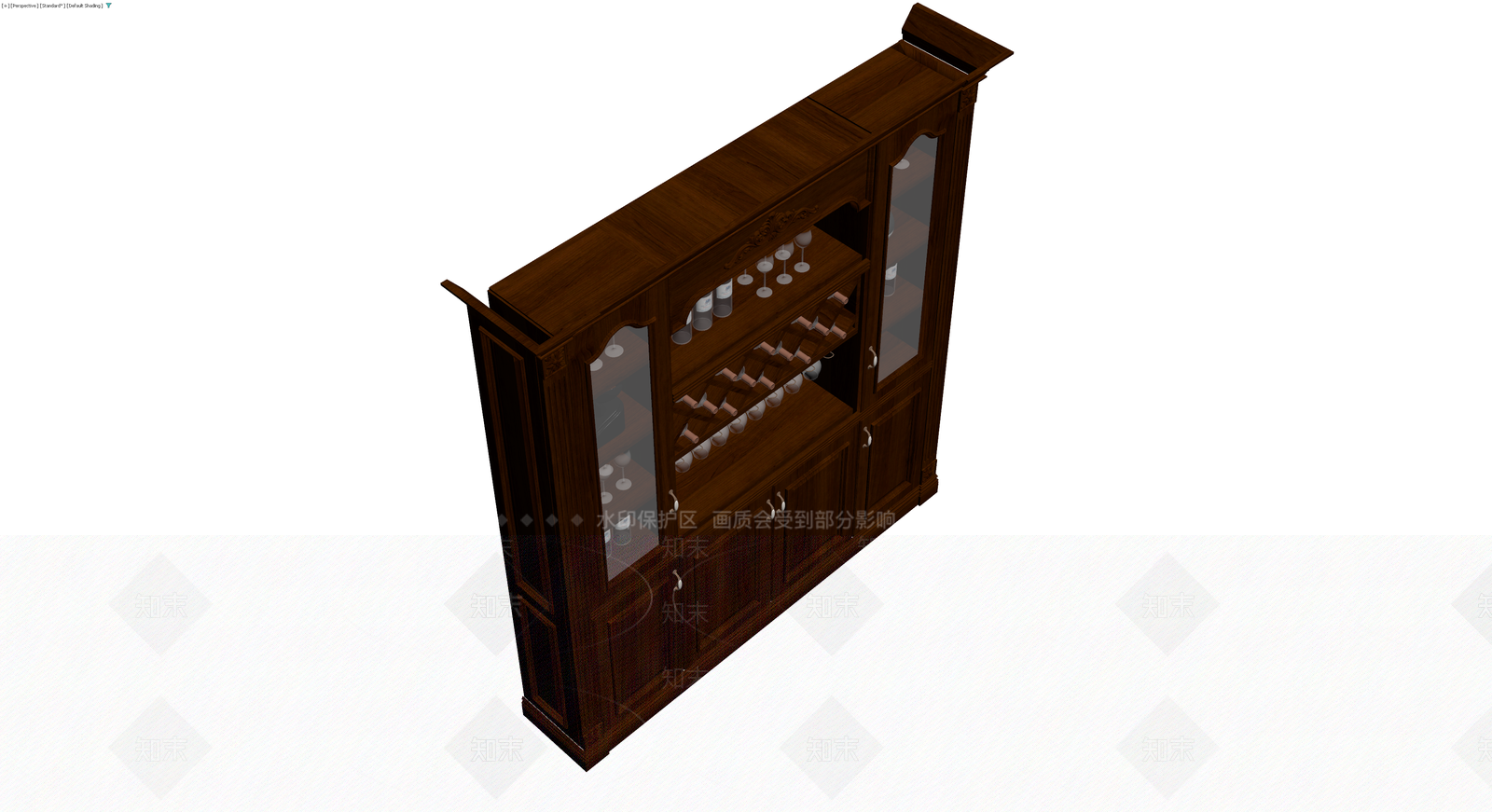 深色实木酒柜3D模型下载【ID:1230743428】
