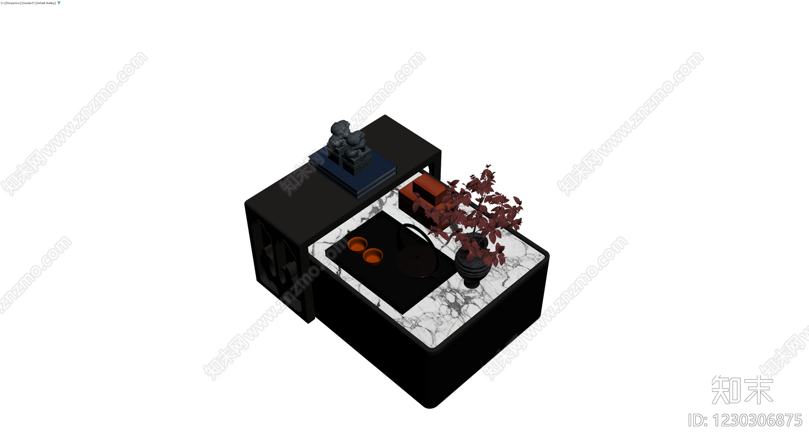 新中式大理石茶几组合3D模型下载【ID:1230306875】