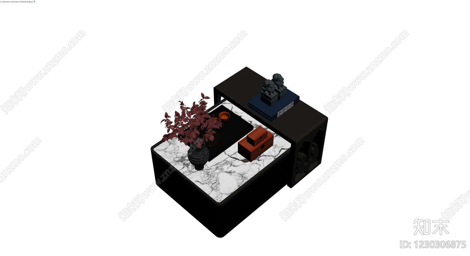 新中式大理石茶几组合3D模型下载【ID:1230306875】