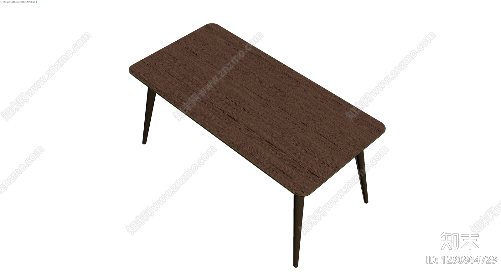 深色木纹四脚桌3D模型下载【ID:1230864729】