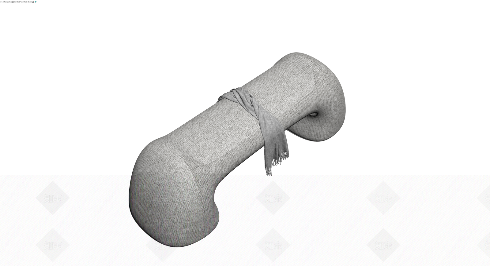 灰色布艺长凳配围巾3D模型下载【ID:1230147897】