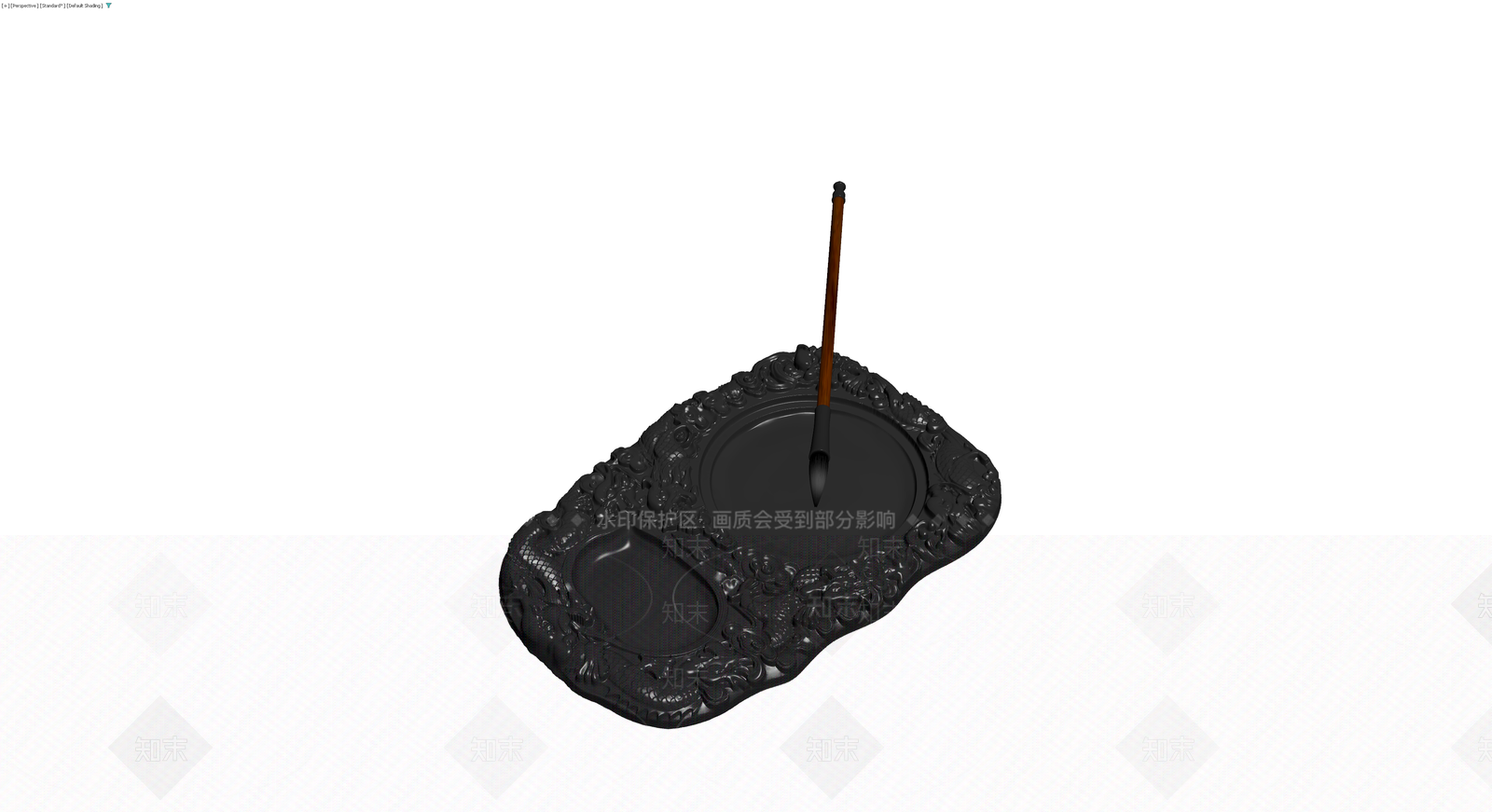 雕花墨砚毛笔组合3D模型下载【ID:1230782095】
