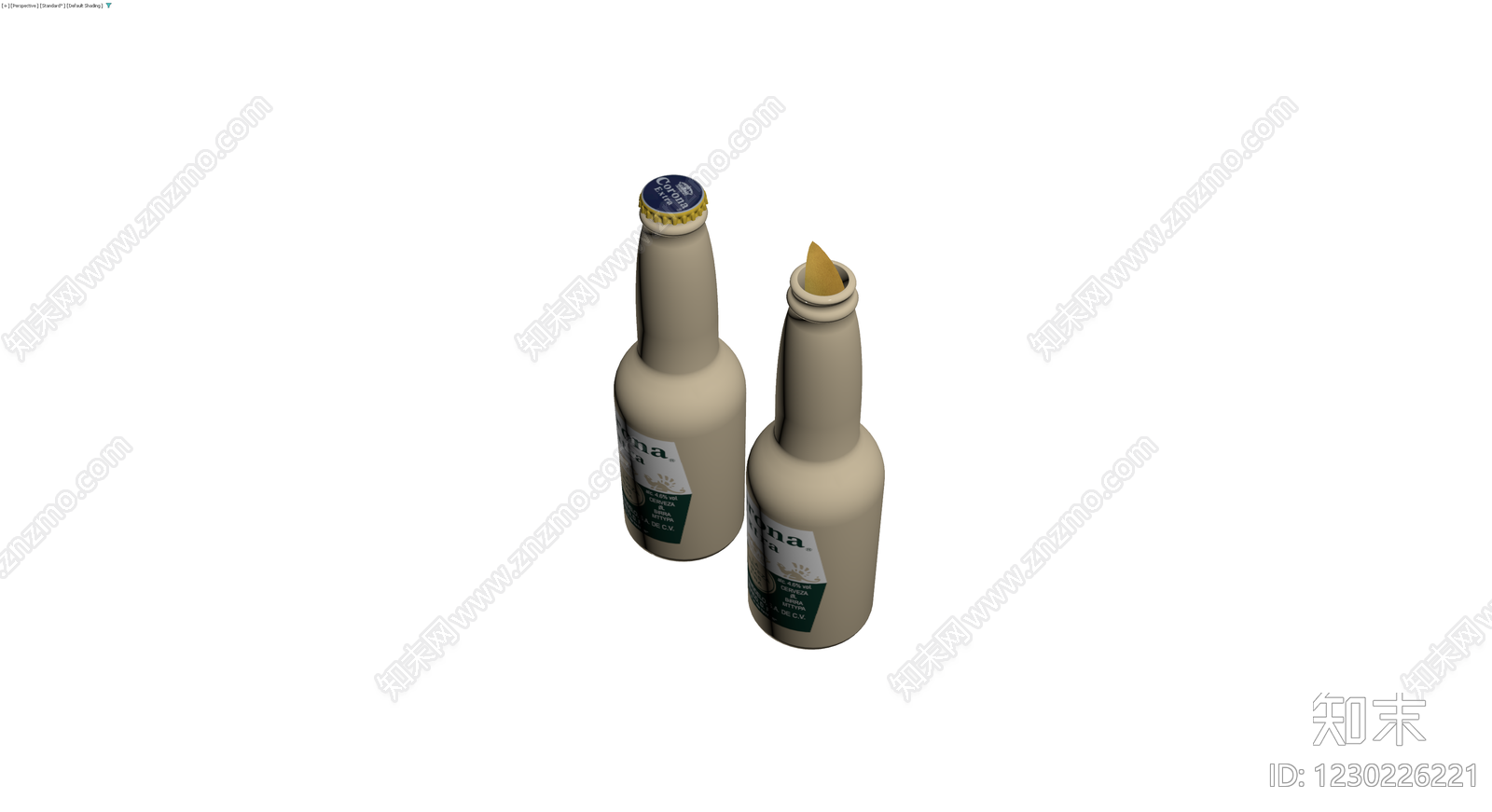 Corona啤酒瓶组合（含柠檬）3D模型下载【ID:1230226221】