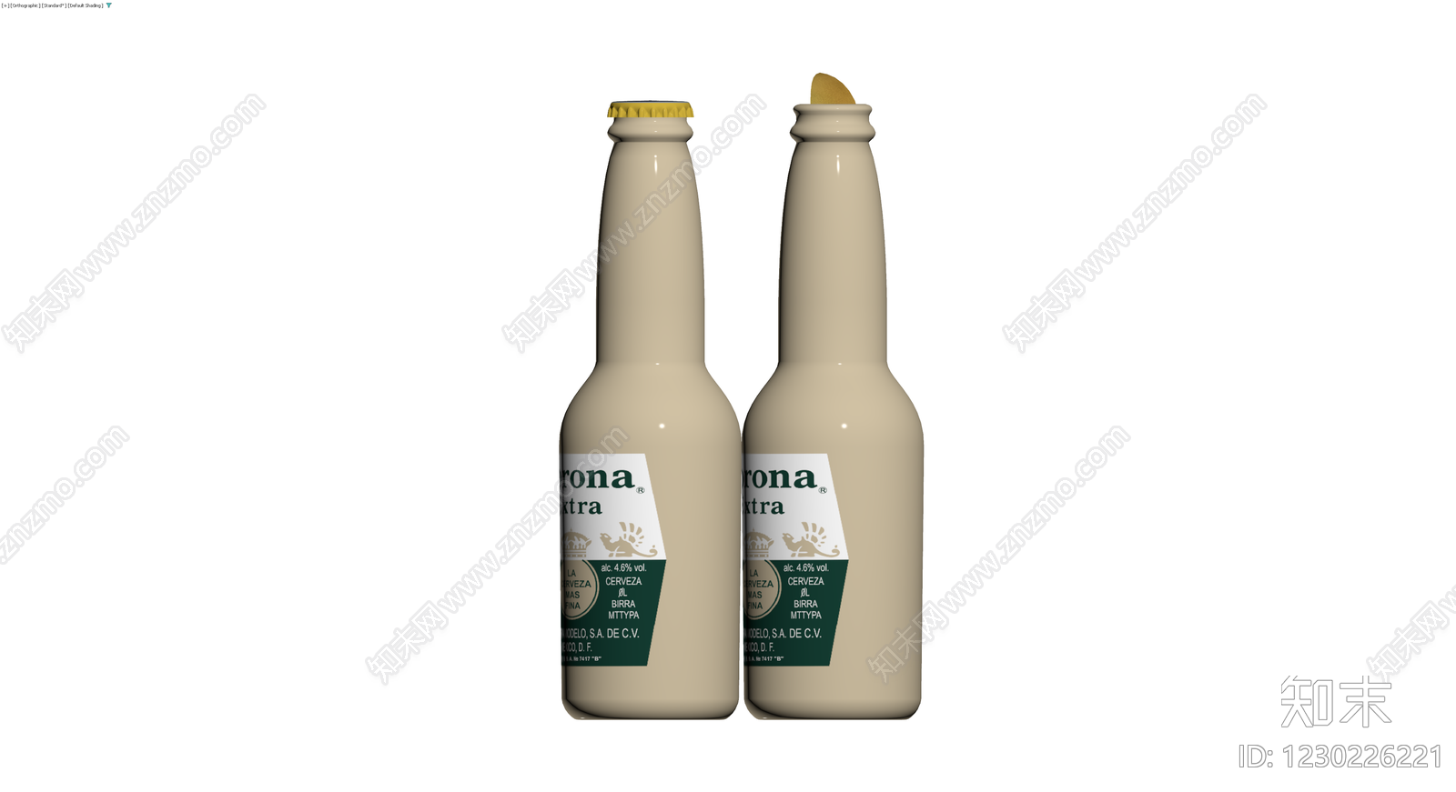 Corona啤酒瓶组合（含柠檬）3D模型下载【ID:1230226221】