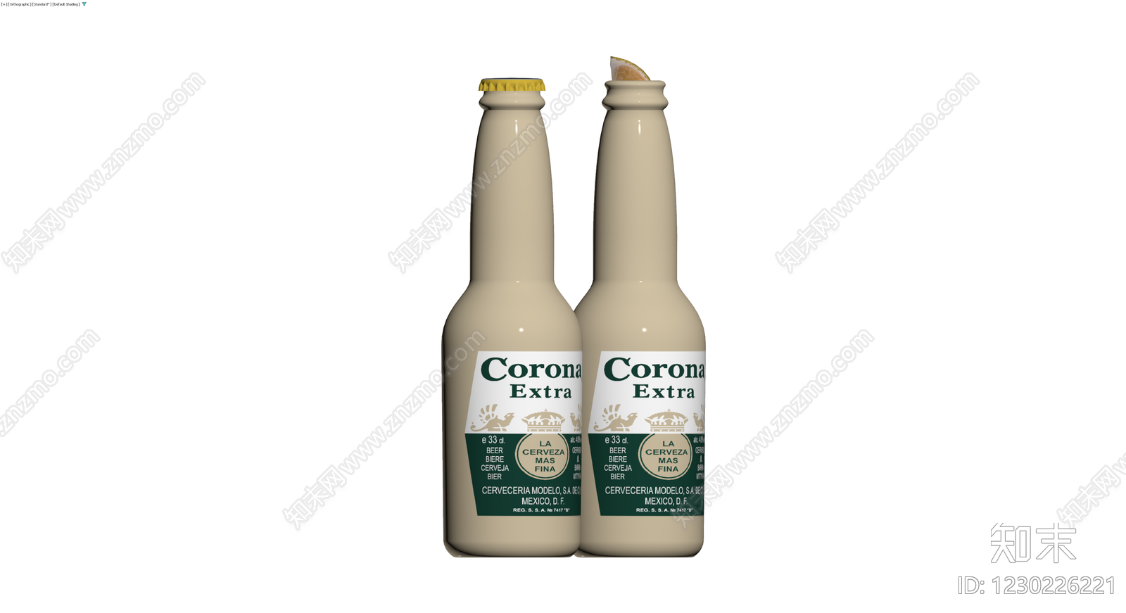 Corona啤酒瓶组合（含柠檬）3D模型下载【ID:1230226221】